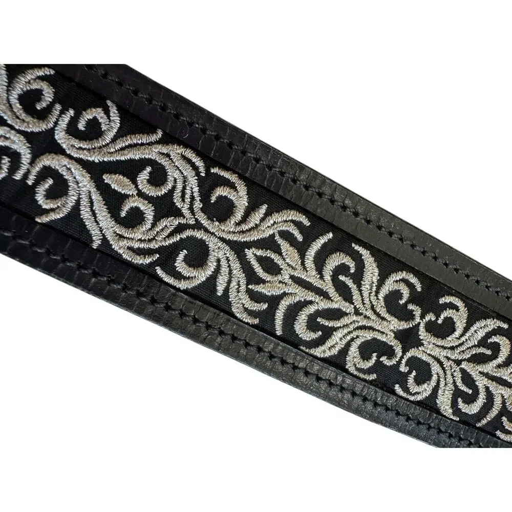 Ovation Riding Leather Equestrian Belt Black Silver Buckle English HJ Girls XL